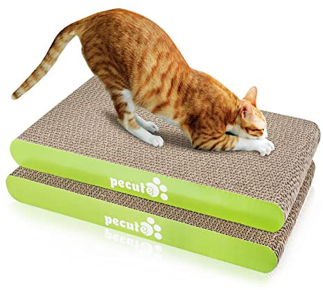 pecute Rascador para Gatos con Hierba Gatera Alfombrillas de Cartón Rascador de Gato 2 Piezas