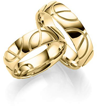 JC Trauringe Silber 925 Paarpreis Eheringe Gold Plattiert I Verlobungsringe breit 6,0 mm I Schöne Partnerringe mit Gravur in edler Schatulle I 2 Hochzeitsringe Herrenring & Damenring I LC162-P