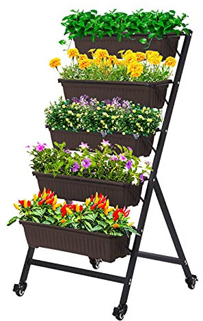Taleco Gear Jardinière surélevée à 5 niveaux pour fleurs, légumes, extérieur et intérieur, taille M