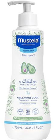 Mustela Gentle Cleansing Gel - Baby Wash for Delicate Skin and Hair - Newborn-Safe Cleanser - Crafted with Natural Avocado Perseose - 1 or 2-Pack - Various Sizes