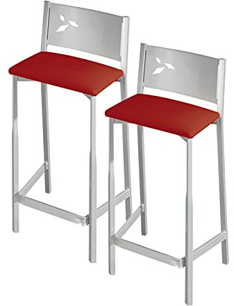 ASTIMESA Zwei Hocker für die Küche, 60 cm, Kunstleder, Rot