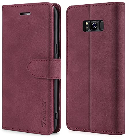 TOHULLE Case for Samsung Galaxy S8, Premium PU Leather Wallet Case with Card Holder Kickstand Magnetic Closure Protective Flip Folio Case Cover Compatible with Samsung Galaxy S8 - Red