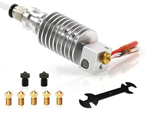 V5 J-Head i3 MEGA hotend 12V mit 2 Stück V6-Düse aus gehärtetem Stahl 0.4mm 5 Stück V6 Messingdüsen 0.4mm für Anycubic Mega i3, Prusa I3 Series 3D Drucker Teile Upgrades