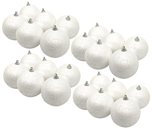 DARO DEKO Weihnachtskugel mit Glitzer Ø6cm 24 Stück weiß Christbaumkugel Christbaumschmuck