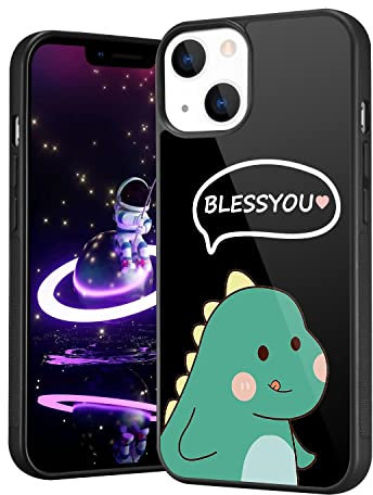 LuGeKe Dinosaur Love Heart Case for iPhone 11, Cute Dino Animal Pattern Design Aluminium Soft TPU Frame Phone Cover, Hard Back Shockproof Protective Phone Case Shell for Girls Women Men