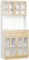 HOMCOM Modern Kitchen Cupboard, Freestanding Storage Cabinet Hutch with Central Drawer, 2 Glass Door Cabinets and Countertop, 180cm