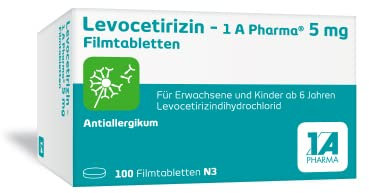 Levocetirizin – 1 A Pharma® bei Juckreiz durch Allergien, allergischem Schnupfen und Nesselsucht: 100 Filmtabletten