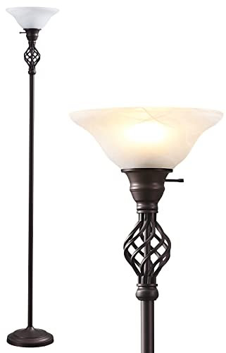 GyroVu Viktorianische Stehlampe für das Wohnzimmer, mit Weißem Wirbelglasschirm, 72 Zoll Hohe Stehlampe Pole Licht für Wohnzimmer Schlafzimmer Büro, Birne Enthalten