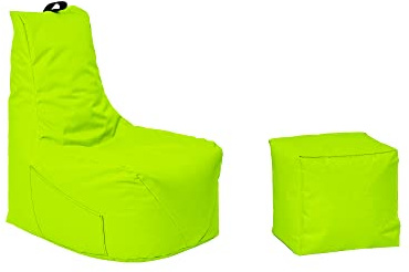 Momiralland Komfort Sitzsack XL - XXL mit Hocker Sitzkissen BodenKissen Sessel In- & Outdoor geeignet Gaming Sitzsack für Erwachsene und Kinder (Kiwi, XXL - Durchmesser 80 cm)