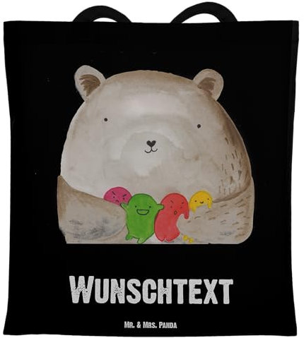 Mr. & Mrs. Panda Personalisierte Tragetasche Bär Gefühl - Geschenke, Einkaufstasche mit Namen, Shopper, Verrückt, Durchgedreht, Tüte, Teddy, Strandtasche, Wahnsinn, Umhängetasche, Schultertasche