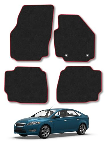 Ford Mondeo (2007-2010) Carpet Car Mats | Red Edge Trim Tailored Fit Floor Mats Full Coverage Protection Accessories Easy Clean Anti Slip Made in the UK