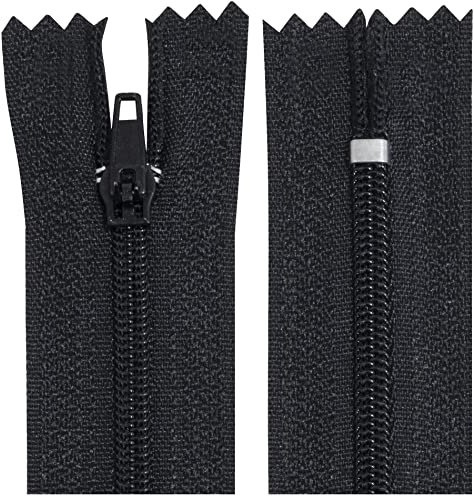 AERZETIX - C62994-10er-Pack Spiralreißverschlüsse Nr. 3 - Nicht trennbar 12 cm aus Nylon - selbstblockierender Schieber aus Metall - Kleidung nähen Hosen kurzwaren - Farbe schwarz