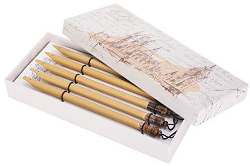 Tbest BambBlätter Qalam,Schreib- & Korrekturbef,Bambus-tift,Hölzerner Kallighiestift,Schreibkorrekturzubehör,5-Teiliger Dip-Stift,Handgefertigt,Manga-Kallighie,Vintage-Bambus,Zeichnu