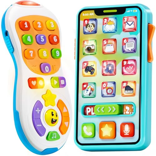 JOYIN Juego de teléfono de Juguete y Control Remoto Mejorado, Juguetes para bebés de 6 a 12 Meses, Regalos de cumpleaños para niños de 1, 2 y 3 años o más, Juguetes para niños, Calcetines navideños