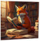 Geburtstagskarte, Motiv: Fuchs, der ein Buch liest, 147 mm x 147 mm