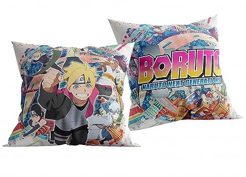 Halantex Boruto | Next Generation | 40 x 40 cm Kinder Deko-Kissen | Wende-Motiv
