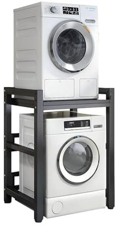 IMLAM Stapelset, Verstellbarer Ständer,Aufbewahrungseinheit für Wäsche, Frontlader-Waschmaschine und Trockner, tragbares Gestell mit 400 kg Kapazität