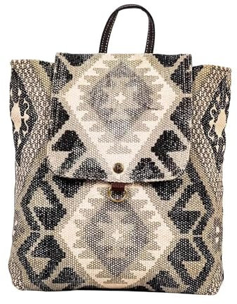 Myra Bag Rucksack für Damen – Western Upcycling-Canvas & Leder Tasche, Dunkelgrau
