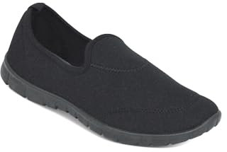 Pegasus Men's Wide Fit Slip On Pumps with Memory Foam Insole Lightweight and Flexible Black 8