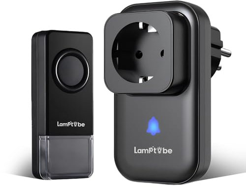 Lamptobe Campanello Senza Fili da Esterno con Presa IP55, Campanello Wireless con 58 Melodie 5 Livelli di Volume, Distanza Wireless di 400M, Campanello per Casa Esterno da Incasso, Nero (1-Set)