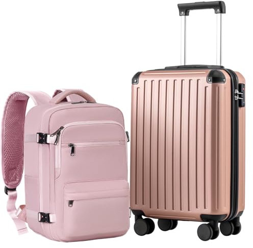 COOLIFE Ryanair Valise Cabine 55 x 35 x 20 et Bagage Cabine 40x20x25(20L), Bagages Cabine Bagage à Main Rigide avec Serrure TSA et 4 roulettes Jumelées Adapté Aux Voyages