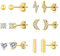 Goldene Ohrstecker für Damen, Ohrstecker-Sets aus Sterlingsilber für mehrere Piercings, hypoallergene Ohrstecker, Mond, Herz, Kreis, Blitz, CZ-Ohrstecker, Kugelohrstecker