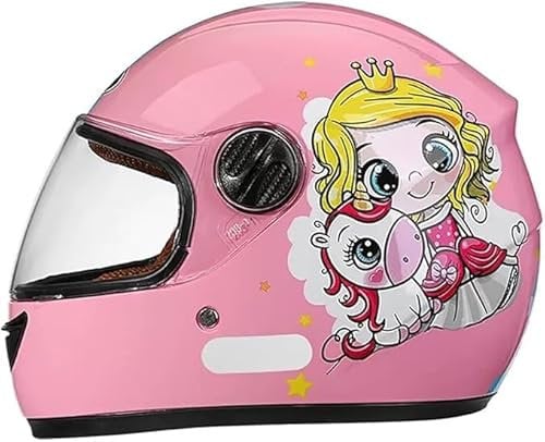 Casco integral de moto para niños, casco scooter homologado ECE con visera solar y bufanda extraíble, casco scooter para niños y niñas de 3 a 12 años A,48-55CM