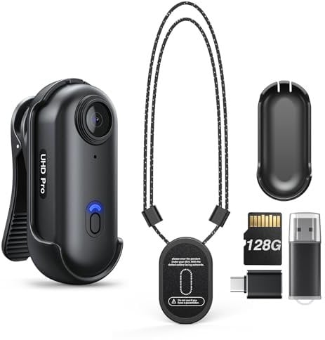 BOBLOV W4 2K Mini Body Camera, Wearable Camera with 360°Rotatable Clip & Magnetic Clip, 120 Minutes for Recording, Easy to Use for Lecture, Traveling, Pet Walking and Outdoors Activities(BL128GB)