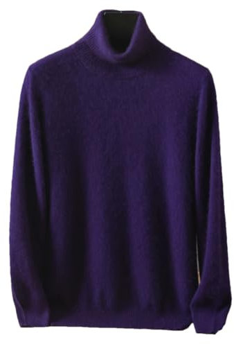 Maglione da uomo a collo alto in 100% cashmere di visone maglione di grandi dimensioni maglione lavorato a maglia maglione caldo, Viola, S