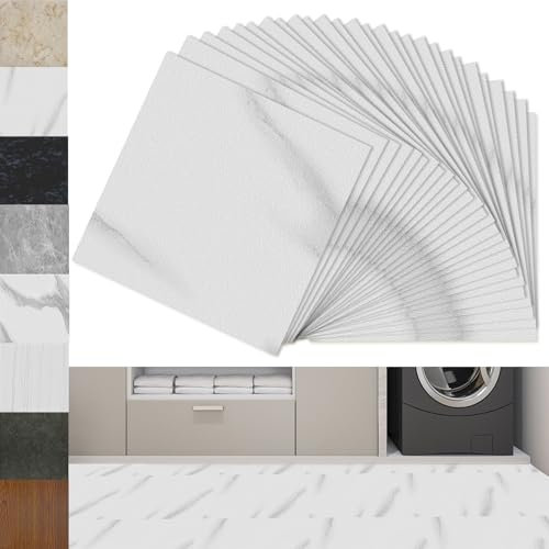 Froadp PVC Bodenbelag Selbstklebende Fliesen 30 x 30 cm Quadrat Fliesenoptik Vinylboden Bodenfliesen für Wohnzimmer Küche Balkon Rutschfest Wasserfest Boden Fliense (Typ 1, 27 Stück - 2,51m²)