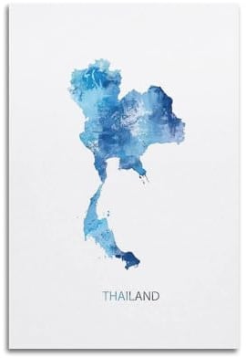 Reiseposter, Thailand-Karte, Poster, dekoratives Gemälde, Leinwand, Wandposter und Kunstdruck, modernes Familienschlafzimmer, Dekoration, Poster, 30 x 45 cm