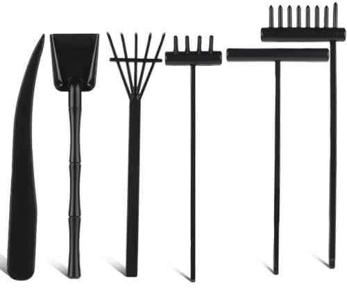 NHQ 6 Pz Rastrillo Jardin,Rastrillo de Jardín Zen,Herramientas de Caja de Arena,Mini Meditación Accesorios Rake Set para Jardín Zen Arena Bandeja DIY