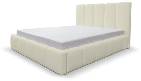 VENASI MÖBEL Polsterbett mit Bettkasten ohne Matratze Boucle Bett Marco (Beige, 160 x 200 cm)