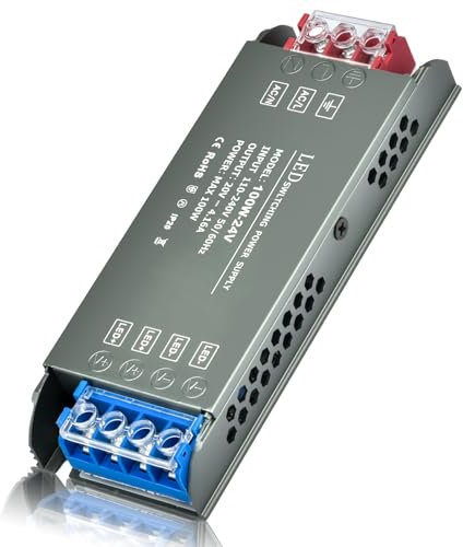 Holwim Alimentatore LED 24V 100W, Trasformatore Sottile AC 110V-240V a DC 24V 4.16A, con Scocca in Lega di Alluminio, Tensione Costante per Strisce LED, Lampadine e Luci a Bassa Tensione (24V-100W)
