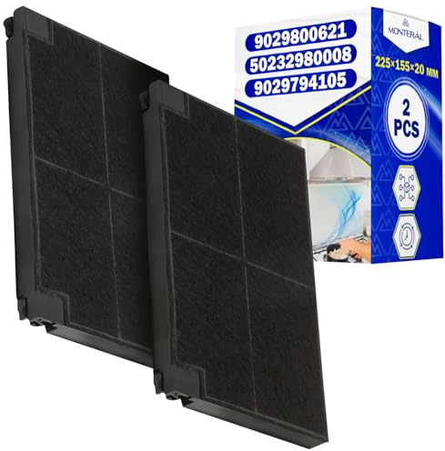 2x Filtro Cappa Cucina Carboni Attivi 225x155x20mm 9029800621 50232980008 | 9029794105 per Electrolux 92X3413 per Brandt - MONTERAL
