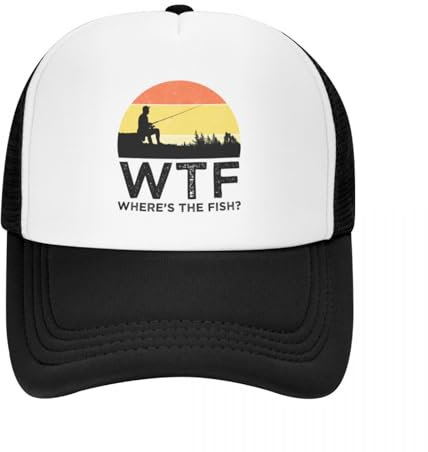 Trucker Cap MeshCap WTF - Wo ist der Fisch? Baseballkappe Luxus-Mütze für Männer Wandermütze lustige Mütze Bergsteigen Herrenmützen Damen