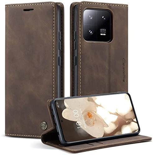 Monweicz Handyhülle für Xiaomi Redmi Note 13 Pro 5G Hülle Premium Lederhülle Klappbar Flip Case Tasche Magnet Kartenfach Standfunktion Klapphülle Schutzhülle für Xiaomi Redmi Note 13 Pro 5G - Kaffee