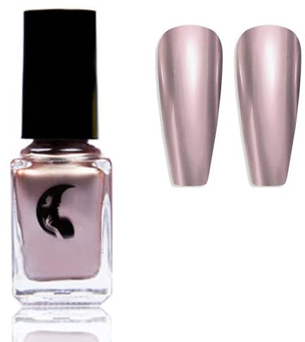 Pink Mirror Nail Polish - Metallic Nail Polish - Rose Light Pink Reflective Chrome Nail polish - Long Lasting Magic Mirror Nail Varnish High Pigmented No Need UV Nail Art for Women