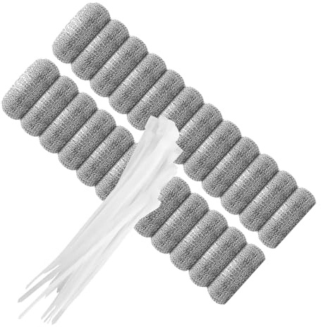 Filtro Lavatrice in Acciaio Inox 24 Pezzi con 24 Fascette | Rete Metallica Standard, per Lavatrice e Indumenti, Bianco, Raccoglie Sporco e Pelucchi