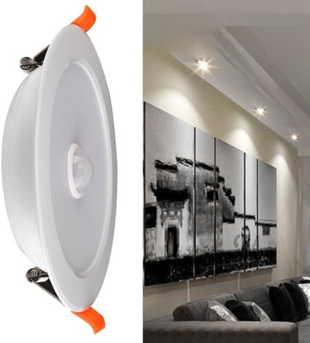 12W LED Human Body Sensor Downlight, Energiesparende, Aluminiumlicht für Wohnzimmer, Veranda, Badezimmer, Korridor, Balkon, Garage, Lagerhaus mit Eingebauter Lichtsteuerungssensor (Warm weiß)