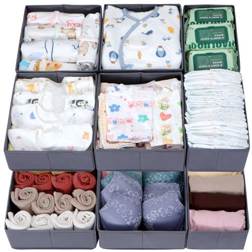 ORLISA 12er Set Schubladen Organizer kompatibel mit PAX Kleiderschrank 75x58 cm, Faltbar Stabil, Robuste Aufbewahrungsboxen für Kleidung, Grau