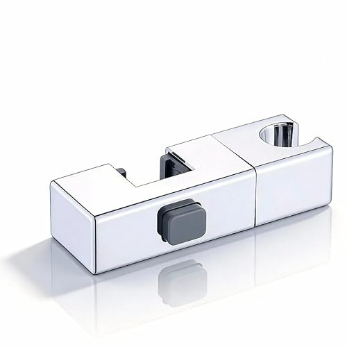CARMOTTER Support de pommeau de Douche, Support de Douche réglable, Barre coulissante rectangulaire avec Base Fixe Compatible avec 30 x 18 mm (chromé)