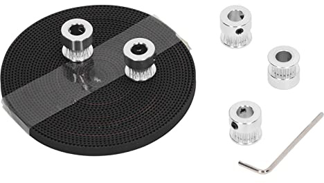 plplaaoo 20-Zähne-Zahnräder, Synchronriemen-Set, hochwertige Aluminiumlegierungsräder mit offenem Gummi-Zahnriemen und Schraubenschlüssel für 3D-Drucker, CNC-Maschinen, Fräsmaschinen, 5