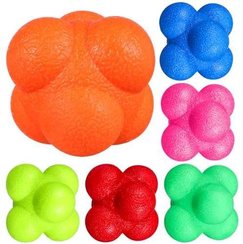 UKCOCO 6 Stück Reaktionsball Set Reflexball Für Reaktionstraining Agilitätsball Aus Gummi 4.00 X 4.00 X 4.00 cm Für Baseball Tennis Badminton Koordination Und Beweglichkeit