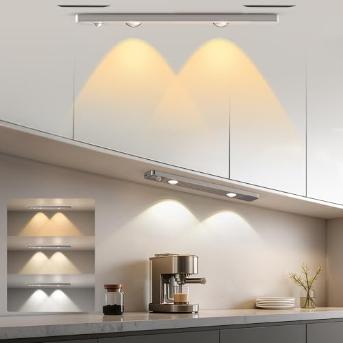 LROLTEF Schrankbeleuchtung Led Lampe mit Bewegungsmelder - 30cm 1100mAh 6500K 4000K 3000K 3 Farben Dimmbar Unterbauleuchte Küche - Aufladbar Magnetisch Stimmungslicht für Schrank | 1 Stück