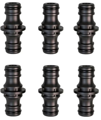 Xiqunw 6 Stück Gardena Schlauchverbinder 1/2 Zoll, Zweiseitige Schlauchkupplung Doppelstecker, Sichere Verbindungsteil zur Schlauchverlängerung für Garten & Haus Schwarz