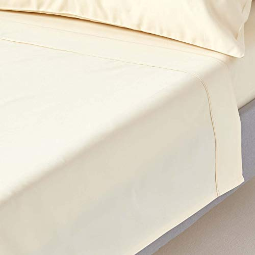 HOMESCAPES 1000 Thread Count Egyptian Cotton Cream Flat Sheet Single Luxury Bed Sheet