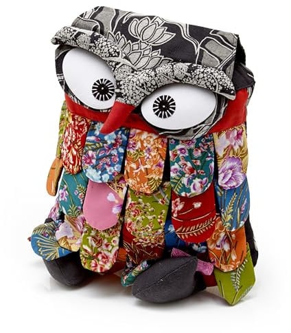 by-Bers Eulentasche als Umhängetasche, in Rot, handgearbeitete Baumwolltasche als Eule, Uhu, Kautz, Tasche (Rot), Geschenk