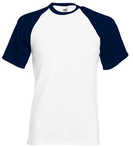 Fruit of the Loom Herren Regular Fit, T-Shirt, Baseball, 61-026-0-White/ Navy, GR. X-Large (Herstellergröße: X-Large), Mehrfarbig