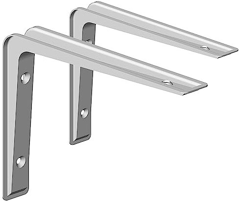 Element System Wandkonsole Alido – leichte funktionelle Metall-Konsole für diverse Anwendungen, ideal für Wandregale – 80 x 120 mm, Weiß, 2 Stück
